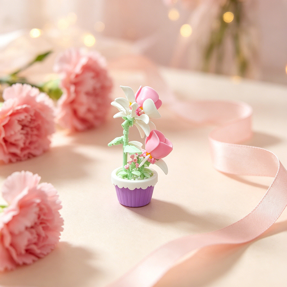 Camellia Plant Potted Building Block Flower Series